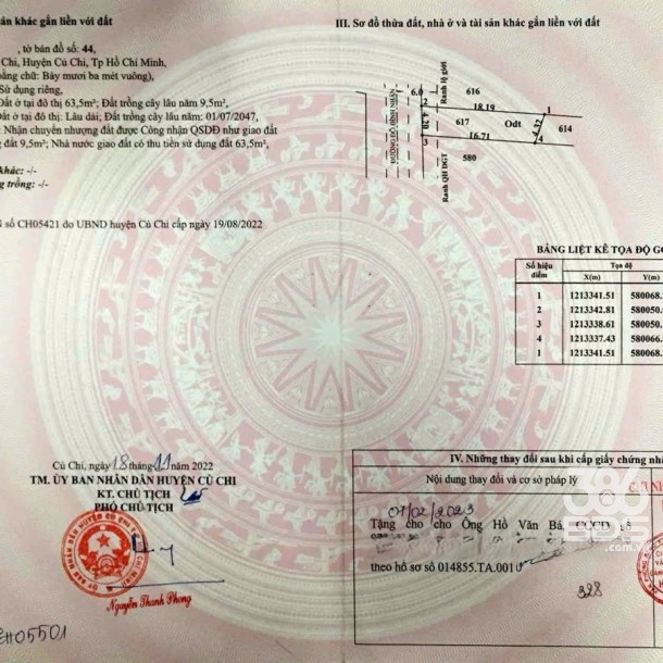 Bán 2 lô đất thổ cư mặt tiền Đỗ Đình Nhân, thị trấn Củ Chi dt 76m2 giá 2,35 tỷ 1 lô-2