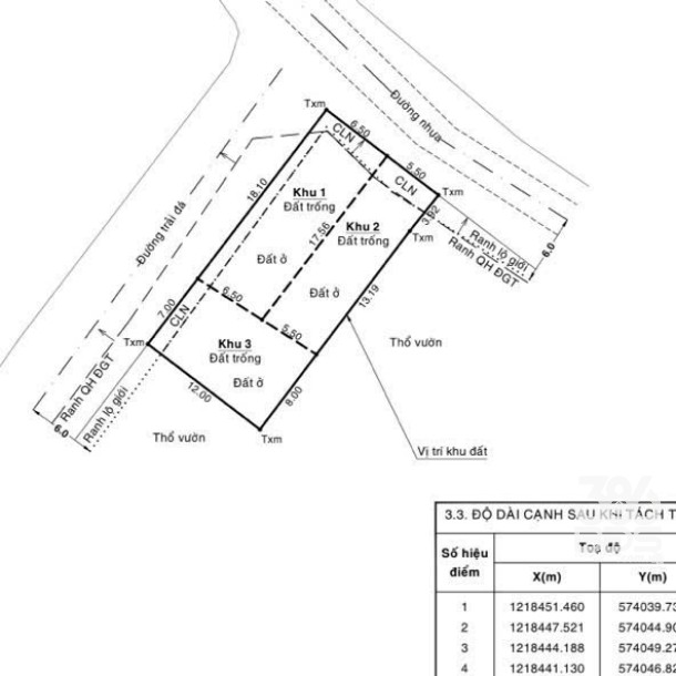3 lô đất thổ xã Phước Thạnh, Củ Chi dt 99m2 giá 1,5 tỷ / lô-7