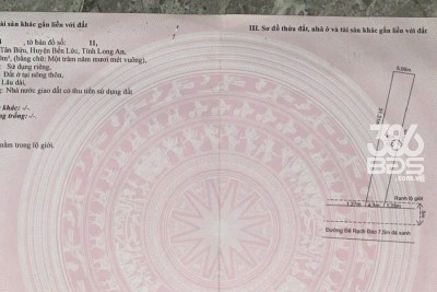 150m2 thổ cư mặt tiền đường beton 4m ấp 7, xã Tân Bửu, Bến Lức, Long An giá 1,3 tỷ