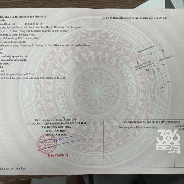 135m2 thổ cư xã Hòa Khánh Tây, Đức Hòa giá 800 triệu-2