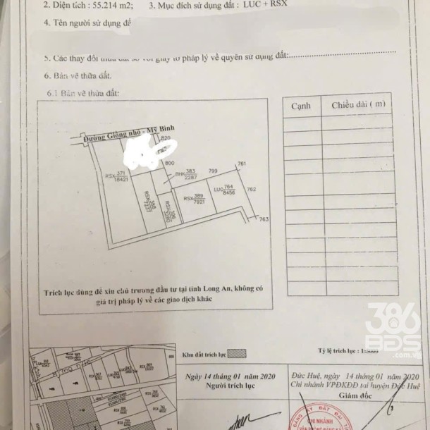Bán 46.000m2 đất rừng sản xuất quy hoạch lên SKC xã Mỹ Thạnh Đông , Đức Huệ giá 17 tỷ-2
