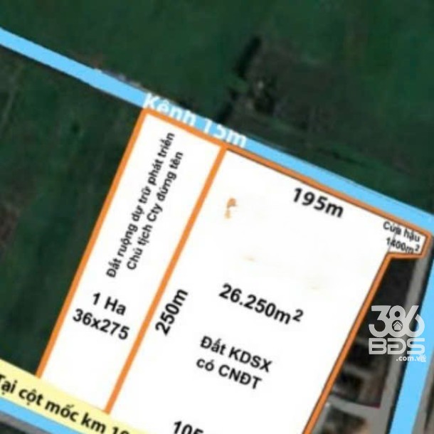 Bán đất mt quốc lộ 62 , huyện Thạnh Hóa tổng dt 5,8 ha (2,5 ha skc, 4000m2 thổ) giá 140 tỷ-4