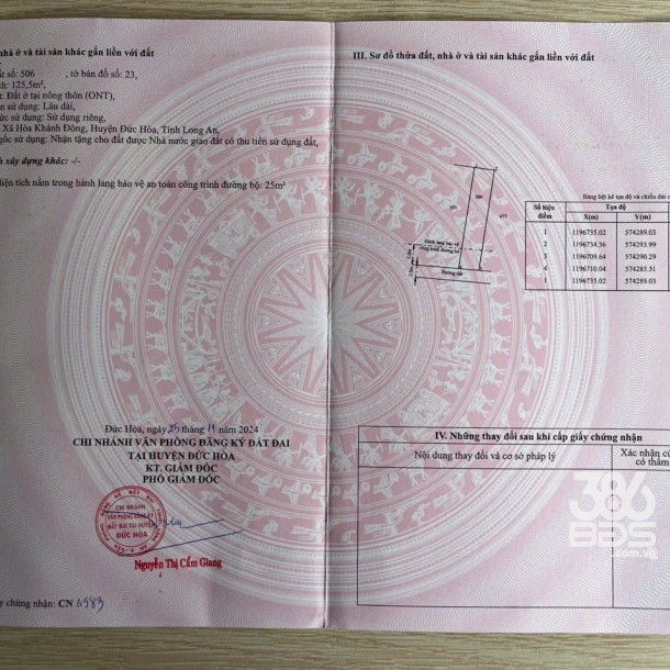 Bán đất thổ cư xã Hòa Khánh Đông dt 125m2 giá 780tr-4