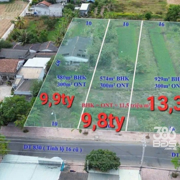 3 lô đất vip mặt tiền ĐT 830, xã Long Cang , Cần Đước giá 9,8 - 9,9 -13,3 tỷ-3