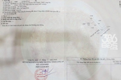 Bán đất thổ cư hẻm xã Phước Lý, Cần Giuộc dt 120m2 giá 1,6 tỷ