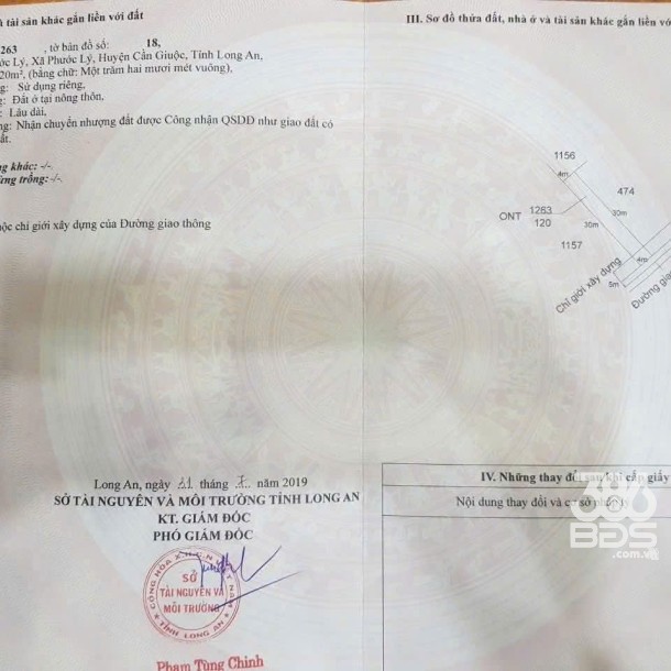 Bán đất thổ cư hẻm xã Phước Lý, Cần Giuộc dt 120m2 giá 1,6 tỷ-1