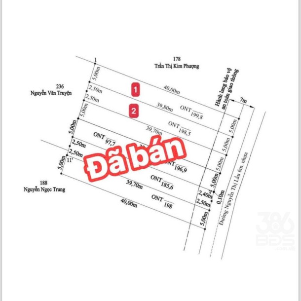 Bán 2 lô thổ cư mt đường Nguyễn Thị Lầu, xã Quê Mỹ Thạnh, Tân Trụ dt 199m2 giá 950 triệu 1 lô-5