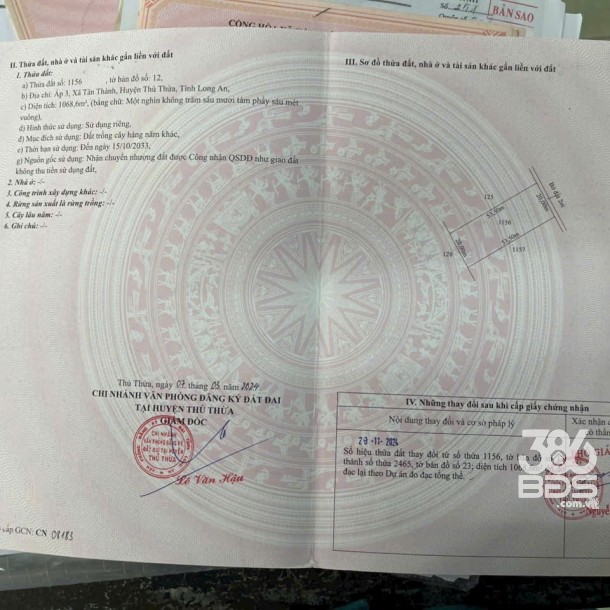 3 lô đất vườn cực đẹp tại xã Tân Thành, Thủ Thừa dt 1069m2 giá 800 triệu 1 lô-2