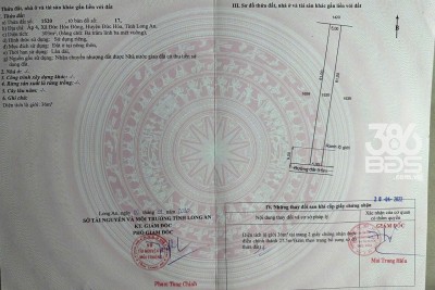 Bán đất thổ cư đường beton xe hơi ở xã Đức Hòa Đông , Đức Hòa dt 303m2 giá 1,6 tỷ